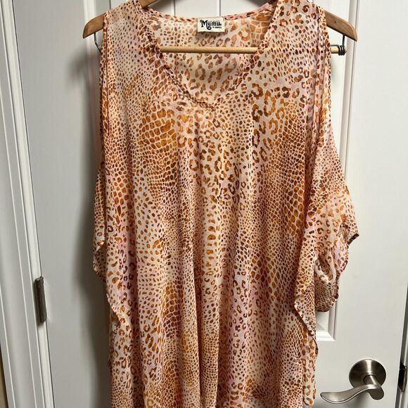 NWOT Show Me Your Mumu Cheetah Printed Swimsuit Cold Shoulder Coverup Sz XS - Picture 1 of 6